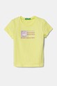 United Colors of Benetton tricou de bumbac pentru copii print verde 3I1XG10HU.P.Seasonal