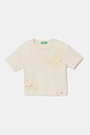 United Colors of Benetton tricou de bumbac pentru copii imprimeu bej 3I1XG10IK.P.Seasonal