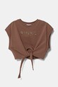 Детская хлопковая футболка Pinko KFTS004.C.JF025 коричневый SS25