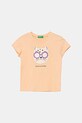 Otroška bombažna kratka majica United Colors of Benetton Potisk oranžna 3096G10J8.P.Seasonal