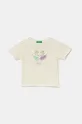 United Colors of Benetton tricou de bumbac pentru copii imprimeu bej 3I1XG10I4.P.Seasonal