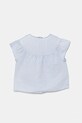 United Colors of Benetton cămașă de in pentru copii 5IPVGQ02E.P.Seasonal albastru SS25