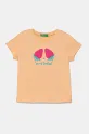 United Colors of Benetton t-shirt bawełniany dziecięcy nadruk pomarańczowy 3JERG10J3.P.Seasonal