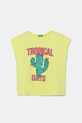 Detské bavlnené tričko United Colors of Benetton nášivka žltá 3I1XC10P0.G.Seasonal