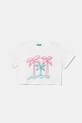 United Colors of Benetton tricou de bumbac pentru copii imprimeu alb 3SDLC10OX.G.Seasonal