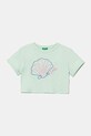 United Colors of Benetton t-shirt bawełniany dziecięcy aplikacja zielony 3SDLC10OX.G.Seasonal