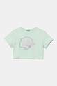 United Colors of Benetton t-shirt bawełniany dziecięcy aplikacja zielony 3SDLC10OX.G.Seasonal