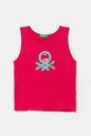 United Colors of Benetton top bawełniany dziecięcy nadruk różowy 3I1XGH012.P.Seasonal