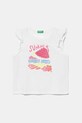 United Colors of Benetton tricou de bumbac pentru copii imprimeu alb 3I1XG10JK.P.Seasonal
