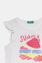 Dziewczynka United Colors of Benetton t-shirt bawełniany dziecięcy 3I1XG10JK.P.Seasonal biały