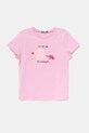 United Colors of Benetton tricou de bumbac pentru copii print roz 3I1XG10JJ.P.Seasonal