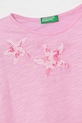 Dětské bavlněné tričko United Colors of Benetton 38V4G10JI.P.Seasonal růžová SS25