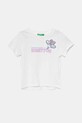 United Colors of Benetton tricou de bumbac pentru copii imprimeu alb 3I1XG10JB.P.Seasonal