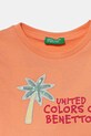 Fete United Colors of Benetton tricou de bumbac pentru copii 3I1XG10JB.P.Seasonal portocaliu