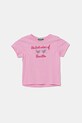 United Colors of Benetton t-shirt bawełniany dziecięcy nadruk różowy 3I1XG10JB.P.Seasonal