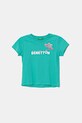 United Colors of Benetton t-shirt bawełniany dziecięcy nadruk turkusowy 3I1XG10JB.P.Seasonal
