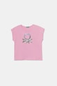 United Colors of Benetton tricou de bumbac pentru copii imprimeu roz 3I1XC10P1.G.Seasonal