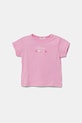 United Colors of Benetton t-shirt bawełniany niemowlęcy nadruk różowy 3I1XA1067.W.Seasonal
