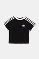 Παιδικό βαμβακερό μπλουζάκι adidas Originals IY2389 μαύρο SS25