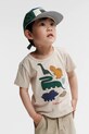 Detské bavlnené tričko Liewood Apia Placement Shortsleeve T-shirt bavlna béžová LW19844