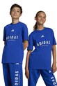 Παιδικό βαμβακερό μπλουζάκι adidas στάμπα μπλε JC7615