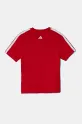 adidas t-shirt bawełniany dziecięcy JI6673 czerwony SS25