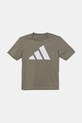 Детска памучна тениска adidas JE1387 кафяв SS25