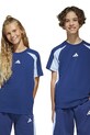 Otroška bombažna kratka majica adidas Okrogel mornarsko modra JD0060