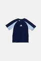 Otroška bombažna kratka majica adidas JD0060 mornarsko modra SS25