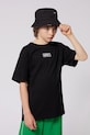 Dkny t-shirt bawełniany dziecięcy nadruk czarny D62300.162.174