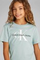 Detské bavlnené tričko Calvin Klein Jeans bavlna tyrkysová IU0IU00676.PPYA