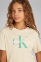 Детская хлопковая футболка Calvin Klein Jeans IU0IU00676.PPYA бежевый