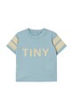 Tinycottons t-shirt bawełniany niemowlęcy STRIPES LOGO BABY TEE nadruk niebieski SS25.141