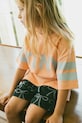 Παιδικό βαμβακερό μπλουζάκι Tinycottons STRIPES LOGO TEE στάμπα πορτοκαλί SS25.137