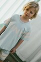 Παιδικό βαμβακερό μπλουζάκι Tinycottons STRIPES LOGO TEE στάμπα μπλε SS25.137
