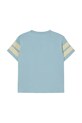 Αγορίστικα Παιδικό βαμβακερό μπλουζάκι Tinycottons STRIPES LOGO TEE SS25.137 μπλε
