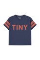Παιδικό βαμβακερό μπλουζάκι Tinycottons STRIPES LOGO TEE SS25.137 σκούρο μπλε SS25