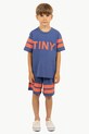 Παιδικό βαμβακερό μπλουζάκι Tinycottons STRIPES LOGO TEE σκούρο μπλε SS25.137