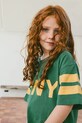 Tinycottons t-shirt bawełniany dziecięcy STRIPES LOGO TEE nadruk zielony SS25.137
