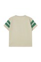 Αγορίστικα Παιδικό βαμβακερό μπλουζάκι Tinycottons STRIPES LOGO TEE SS25.137 μπεζ