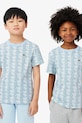 Lacoste t-shirt bawełniany dziecięcy wzorzyste niebieski TJ8411