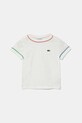 Dječja pamučna majica kratkih rukava Lacoste bez uzorka bijela TJ8431
