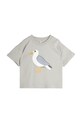Детская хлопковая футболка Mini Rodini Seagull 2522013797 серый SS25