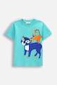 Coccodrillo tricou din bumbac print turcoaz WC5143202TBK