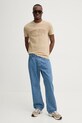 Бавовняна футболка Tommy Jeans DM0DM20356 бежевий SS25