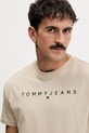 Хлопковая футболка Tommy Jeans бежевый DM0DM20744
