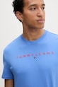 Tommy Jeans tričko pánske bavlnené modrá DM0DM20744