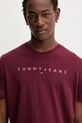 Бавовняна футболка Tommy Jeans бордо DM0DM20744