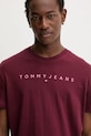 Хлопковая футболка Tommy Jeans бордо DM0DM20744
