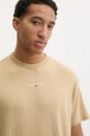 Хлопковая футболка Tommy Jeans бежевый DM0DM21110
